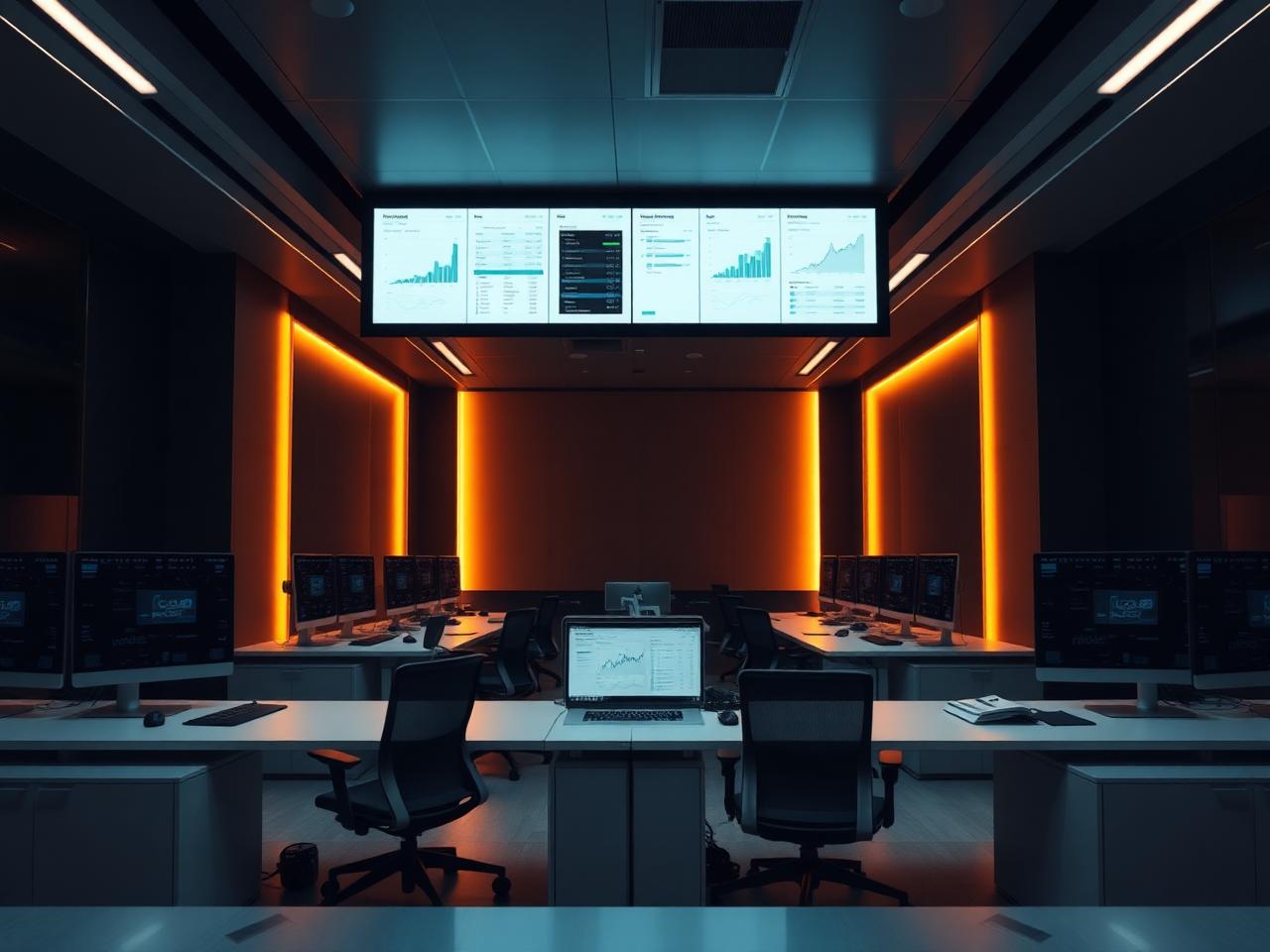 Modern operations center with performance dashboards